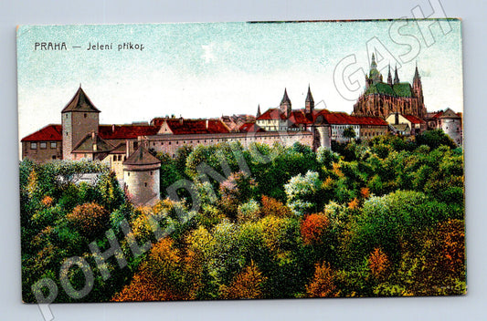 Pohlednice Praha Jelení příkop s Pražským hradem (M4031)