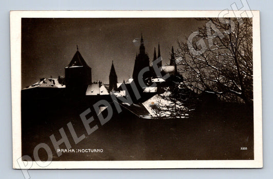 Pohlednice Praha Nocturno Pražský hrad zimní motiv (M4032)