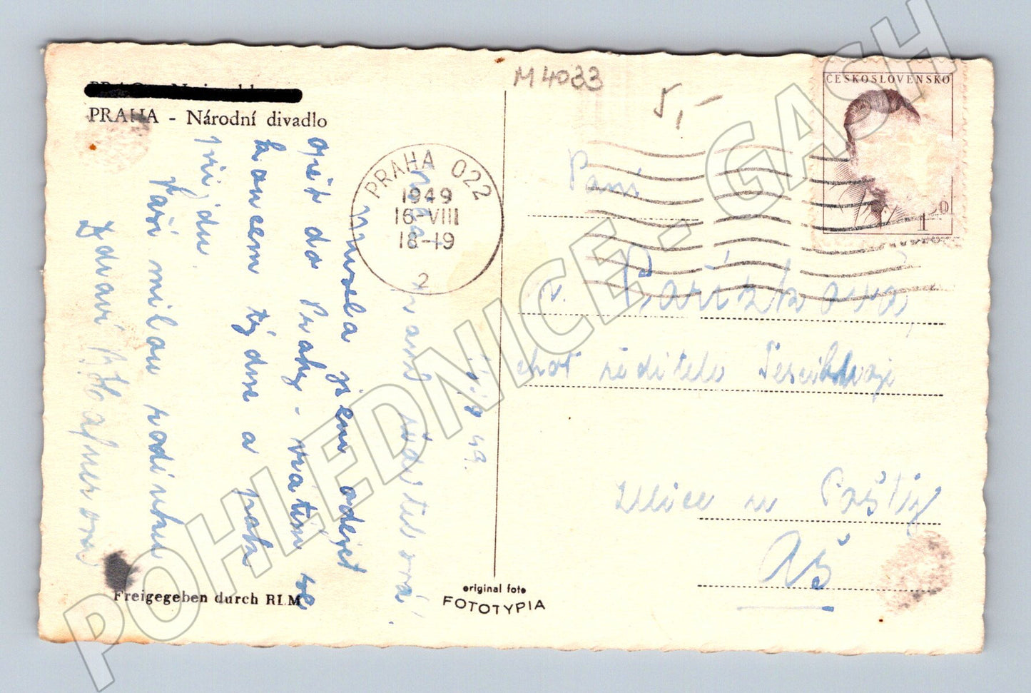 Pohlednice Praha Národní divadlo noční motiv 1949 (M4033)