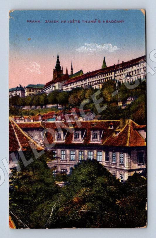 Pohlednice Praha Thunův zámek a Hradčany 1919 (M4034)