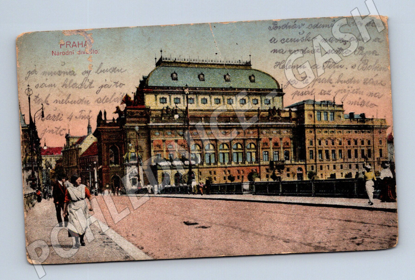 Pohlednice Praha Národní divadlo kolorovaný motiv 1908 (M4035)