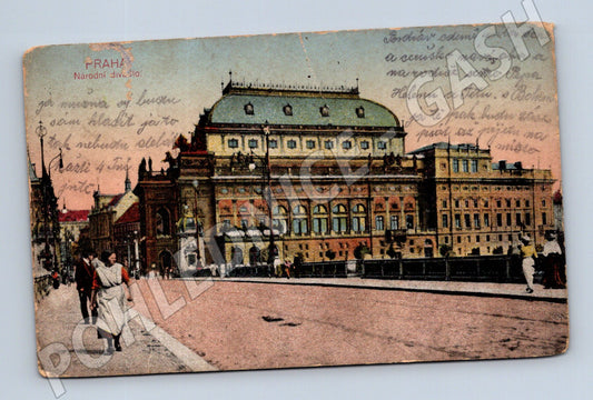 Pohlednice Praha Národní divadlo kolorovaný motiv 1908 (M4035)