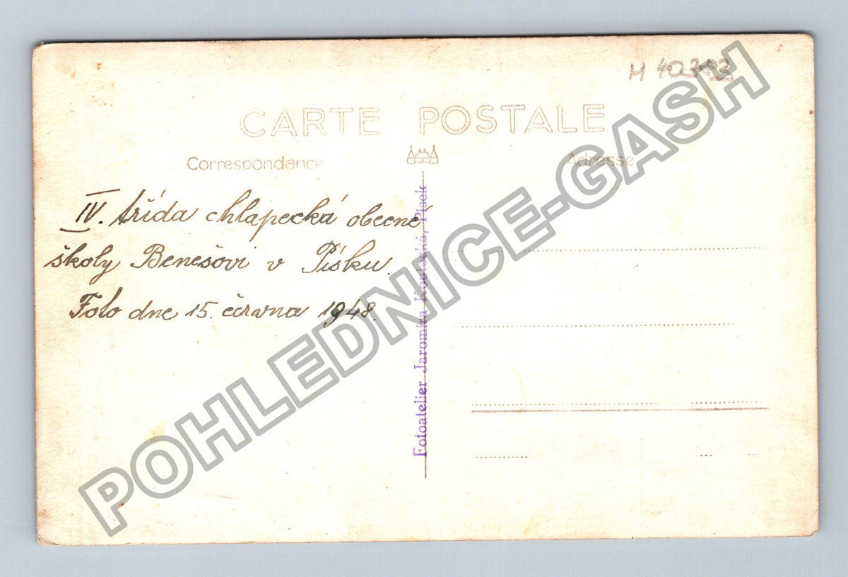 Pohlednice IV. třída chlapecká obecné školy Benešov Písek (M40383)