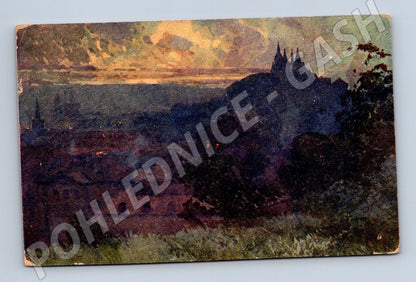 Pohlednice Praha Hradčany večer J. Šetelík 1918 (M4039)