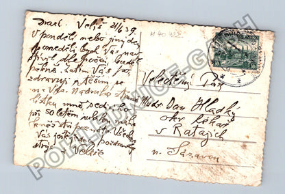 Pohlednice Velíš 1939 skupinka lidí (M40422)