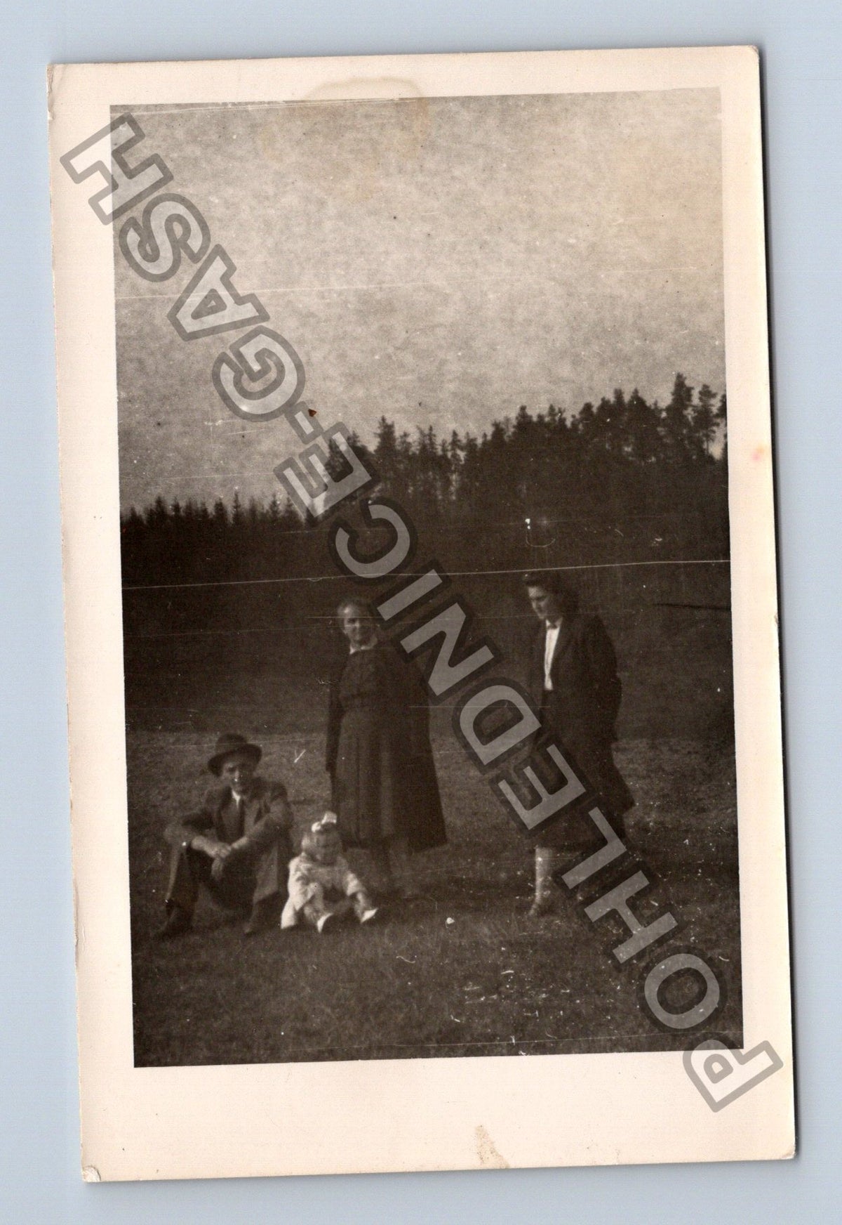 Pohlednice skupinová fotografie rodina v přírodě (M40426)