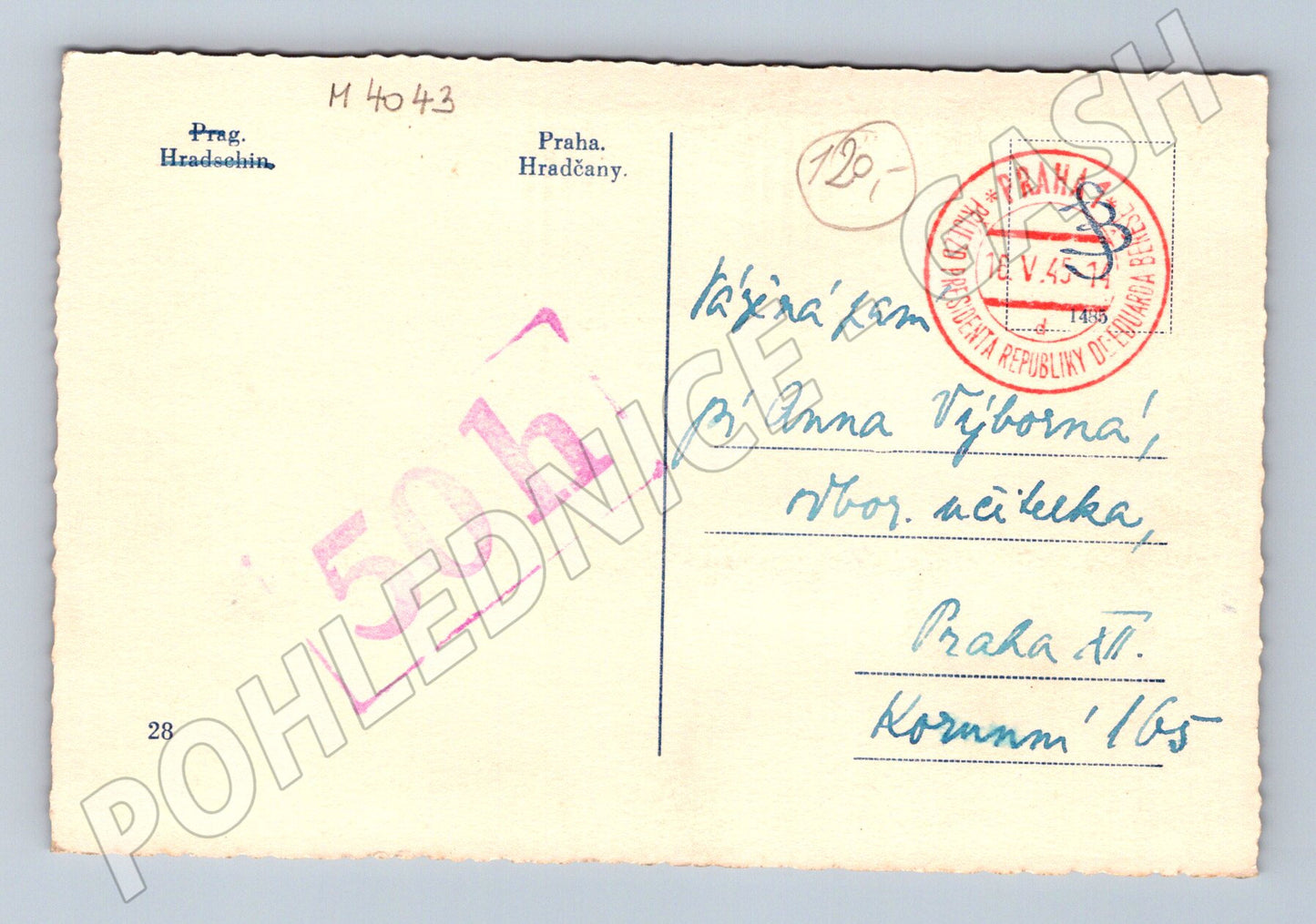 Pohlednice Praha Hradčany Mariánský sloup (M4043)