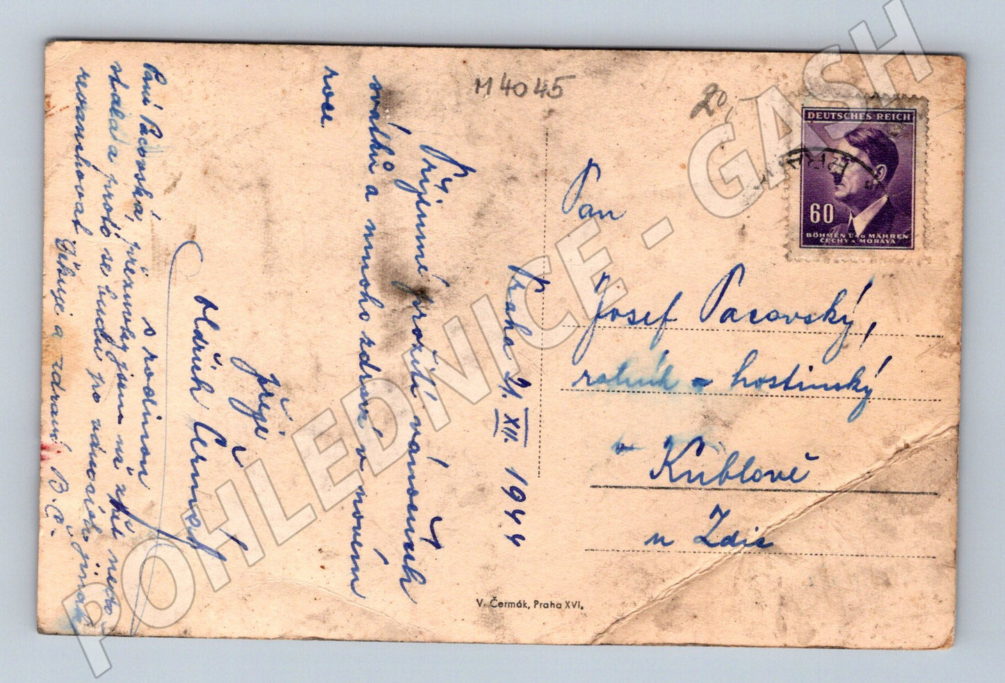 Pohlednice Praha Karlův most zimní motiv 1944 (M4045)