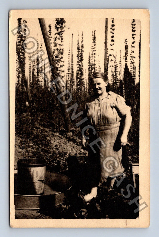 Pohlednice Žena v zahradě s kbelíky (M40563)