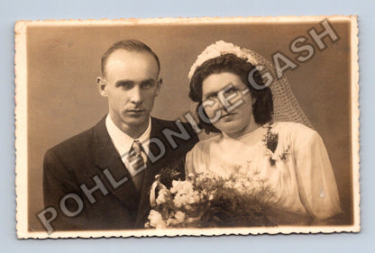 Stará fotografie Svatební portrét pár (M40619)