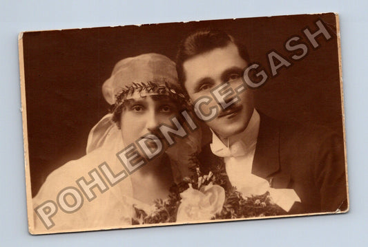 Pohlednice Svatební fotografie Štiřovice 1920 (M40634)