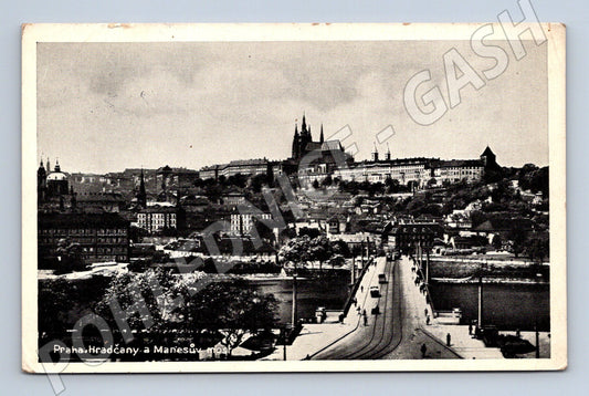 Pohlednice Praha Hradčany a Mánesův most motiv (M4067)