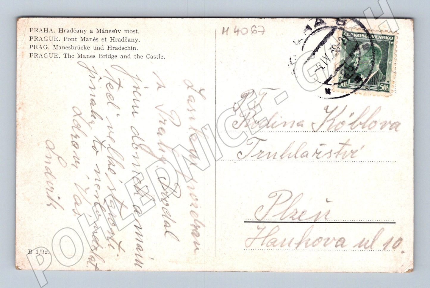Pohlednice Praha Hradčany a Mánesův most motiv (M4067)