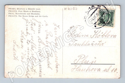 Pohlednice Praha Hradčany a Mánesův most motiv (M4067)