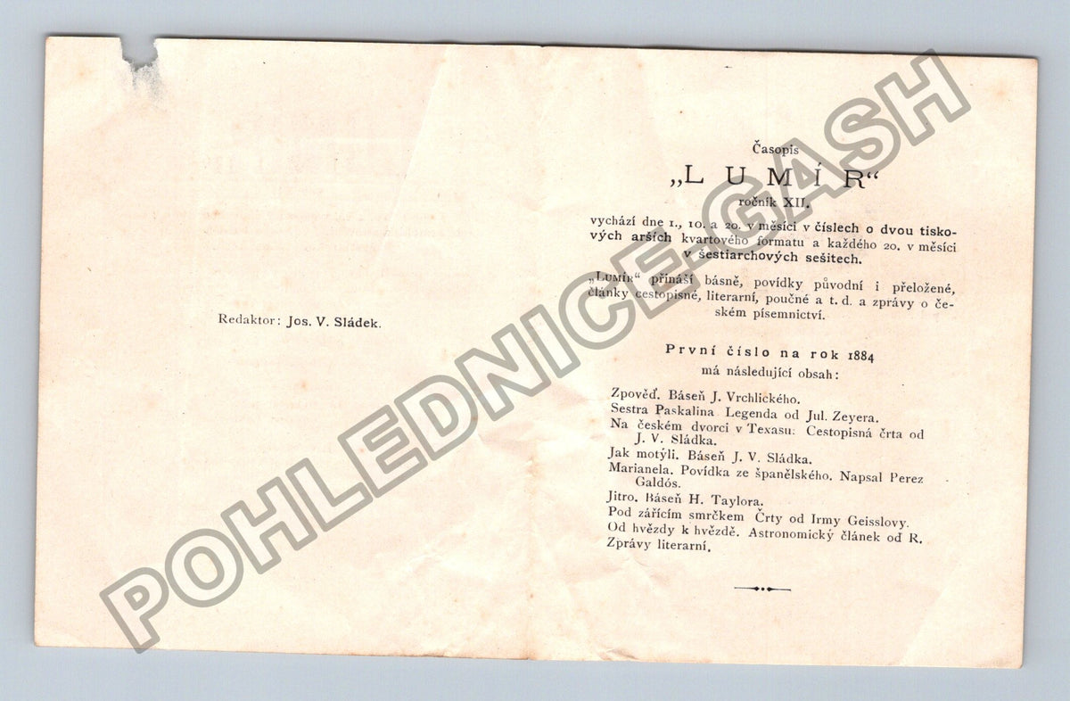 Starý časopis Lumír ročník XI a XII inzerát (M40685)