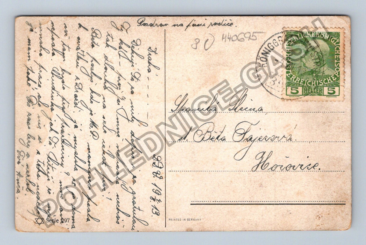 Pohlednice Rakousko krajina malba 1913 (M40695)