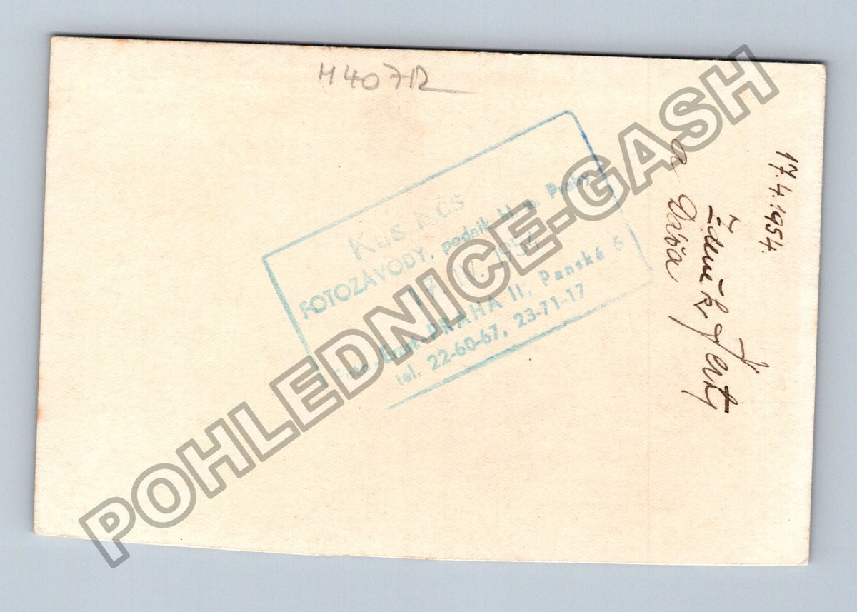 Stará fotografie Pár s kyticí na schodech 1954 (M40712)