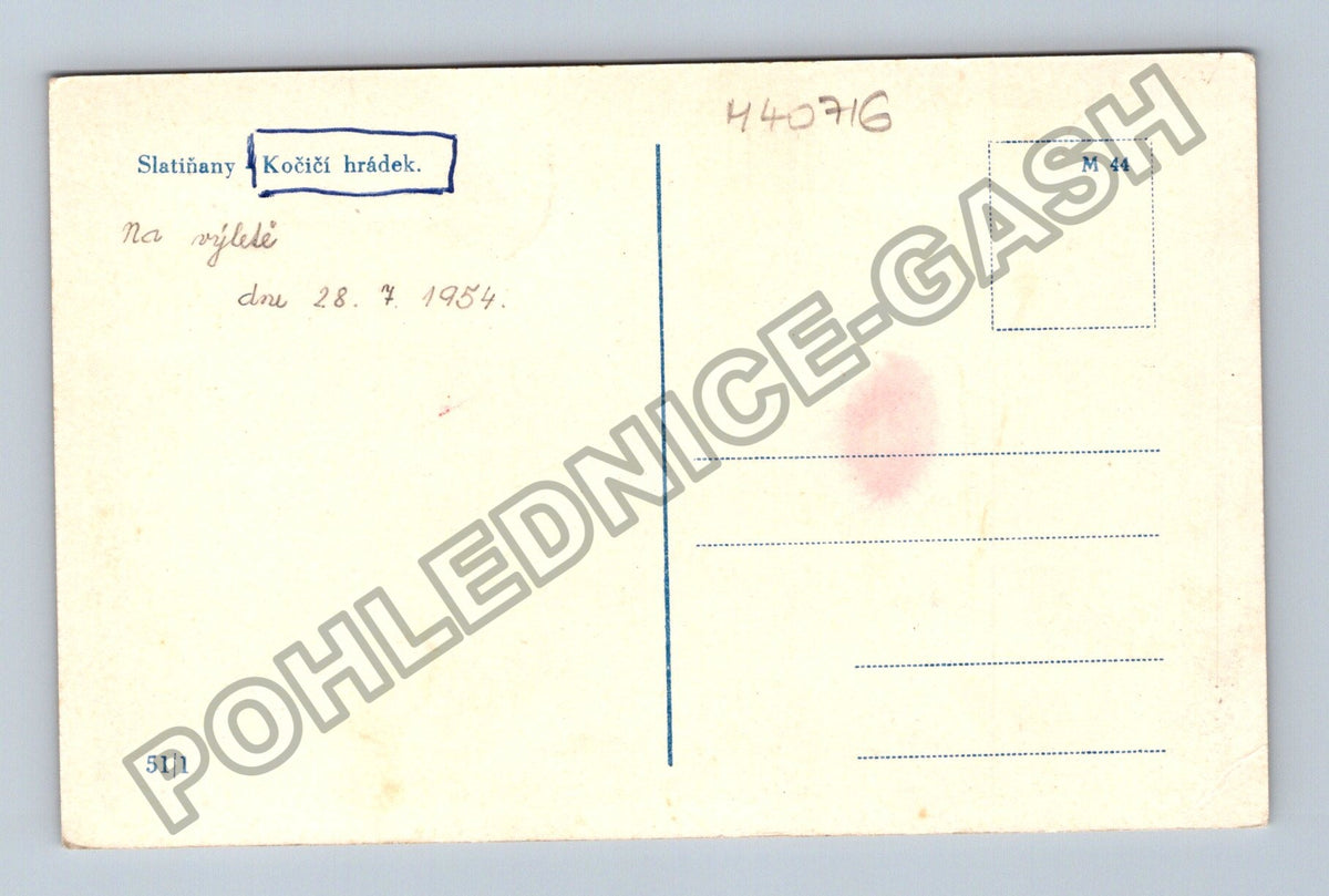 Pohlednice Slatiňany Kočičí hrádek 1954 (M40716)