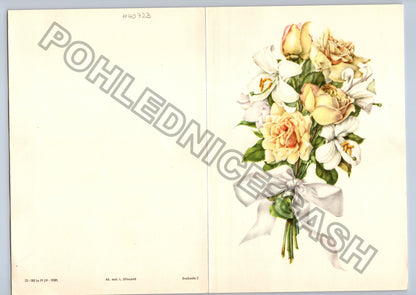 Pohlednice Kytice růží a lilií se stuhou Svoboda 2 (M40723)