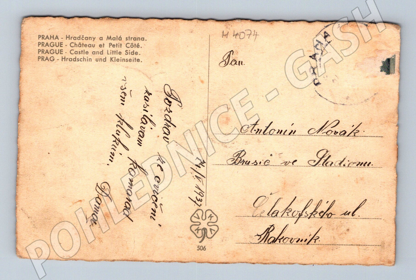 Pohlednice Praha Hrad a Malá Strana historický motiv (M4074)