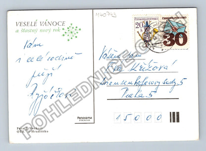 Pohlednice Vánoční jablka jehličí pytel (M40743)