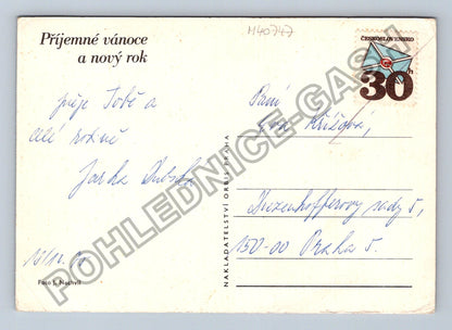 Pohlednice Vánoční novoroční zátiší jmelí prskavka (M40747)