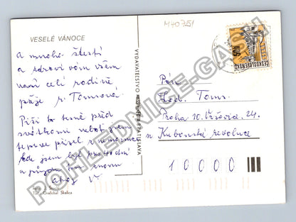 Pohlednice Vánoční svíčka jablko jehličí (M40751)