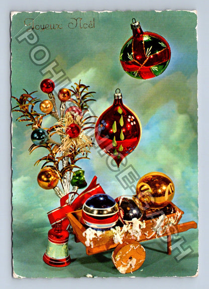 Pohlednice Francie vánoční ozdoby Joyeux Noël (M40753)