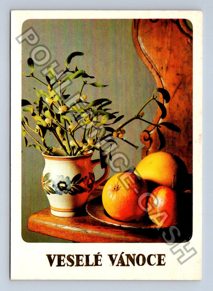 Pohlednice Veselé Vánoce jmelí a ovoce 2002 (M40759)