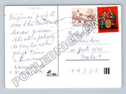 Pohlednice Vánoční přání svíčky jmelí zvoneček (M40764)