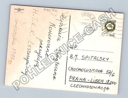 Pohlednice Polsko Vánoční přání Santa sněhulák 1992 (M40766)