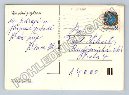 Pohlednice Vánoční pozdrav pletenec ořechy jehličí (M40768)