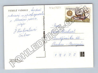 Pohlednice Vánoční zátiší jablko pomeranče ořechy svíčka (M40769)