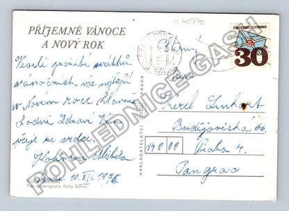 Pohlednice Vánoční motiv sklenice ozdoby 1976 (M40770)