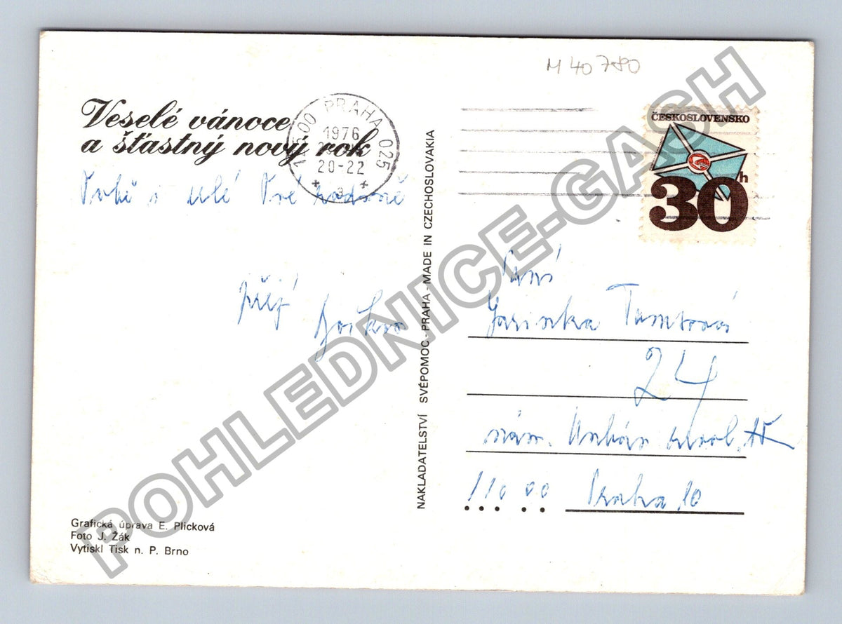 Pohlednice Veselé vánoce a šťastný nový rok 1976 (M40780)