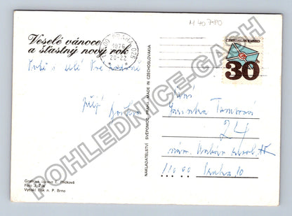 Pohlednice Veselé vánoce a šťastný nový rok 1976 (M40780)