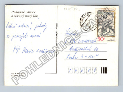 Pohlednice Vánoční zátiší jablka svíčka (M40782)