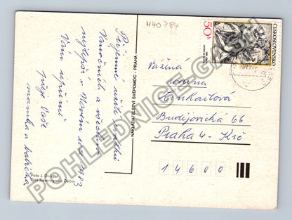 Pohlednice Vánoční motiv svíčka a ovoce 1983 (M40784)