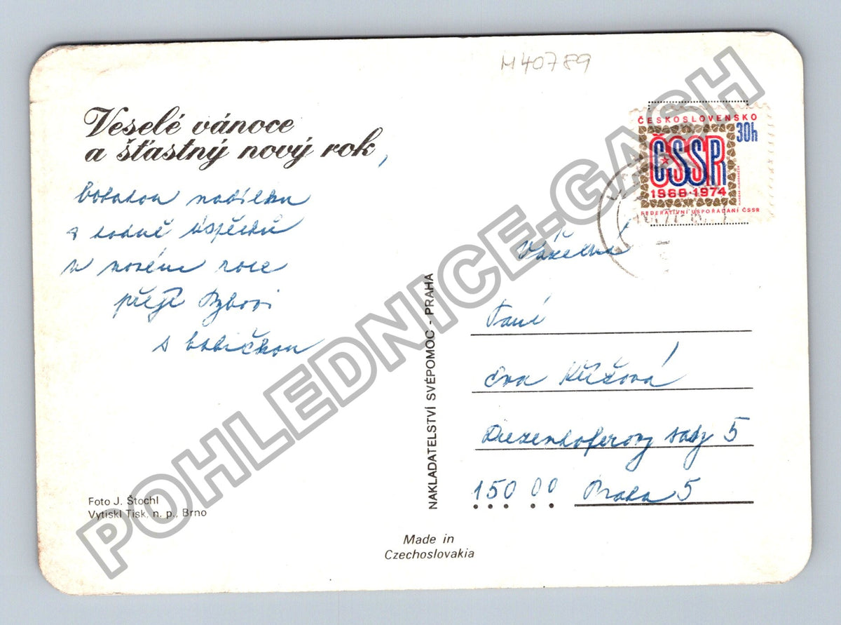 Pohlednice Vánoční zátiší svíčka talíř ořechy (M40789)