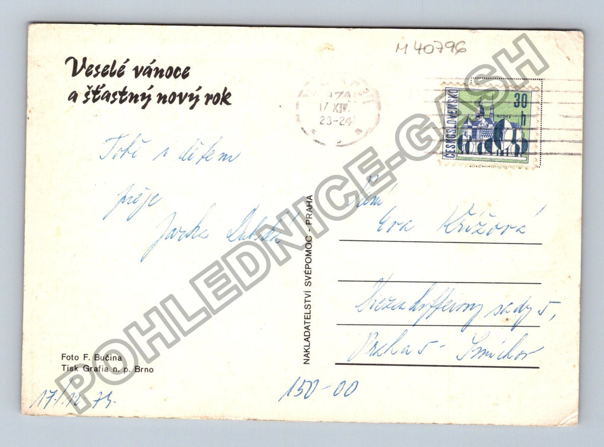 Pohlednice Vánoční ozdoby jablka ořechy jehličí (M40796)