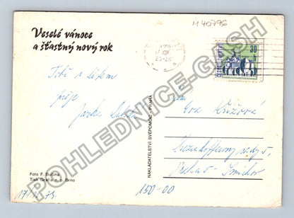 Pohlednice Vánoční ozdoby jablka ořechy jehličí (M40796)
