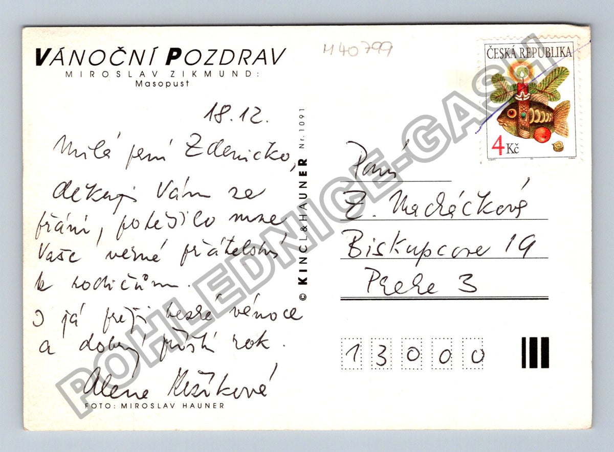 Pohlednice České Vánoce vánoční pozdrav Miroslav Zikmund (M40799)