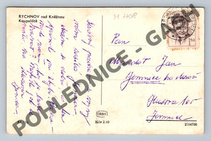 Pohlednice Rychnov nad Kněžnou koupaliště 1951 (M408)