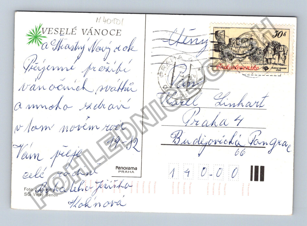 Pohlednice Vánoční zátiší s ovocem a svíčkou 1982 (M40801)