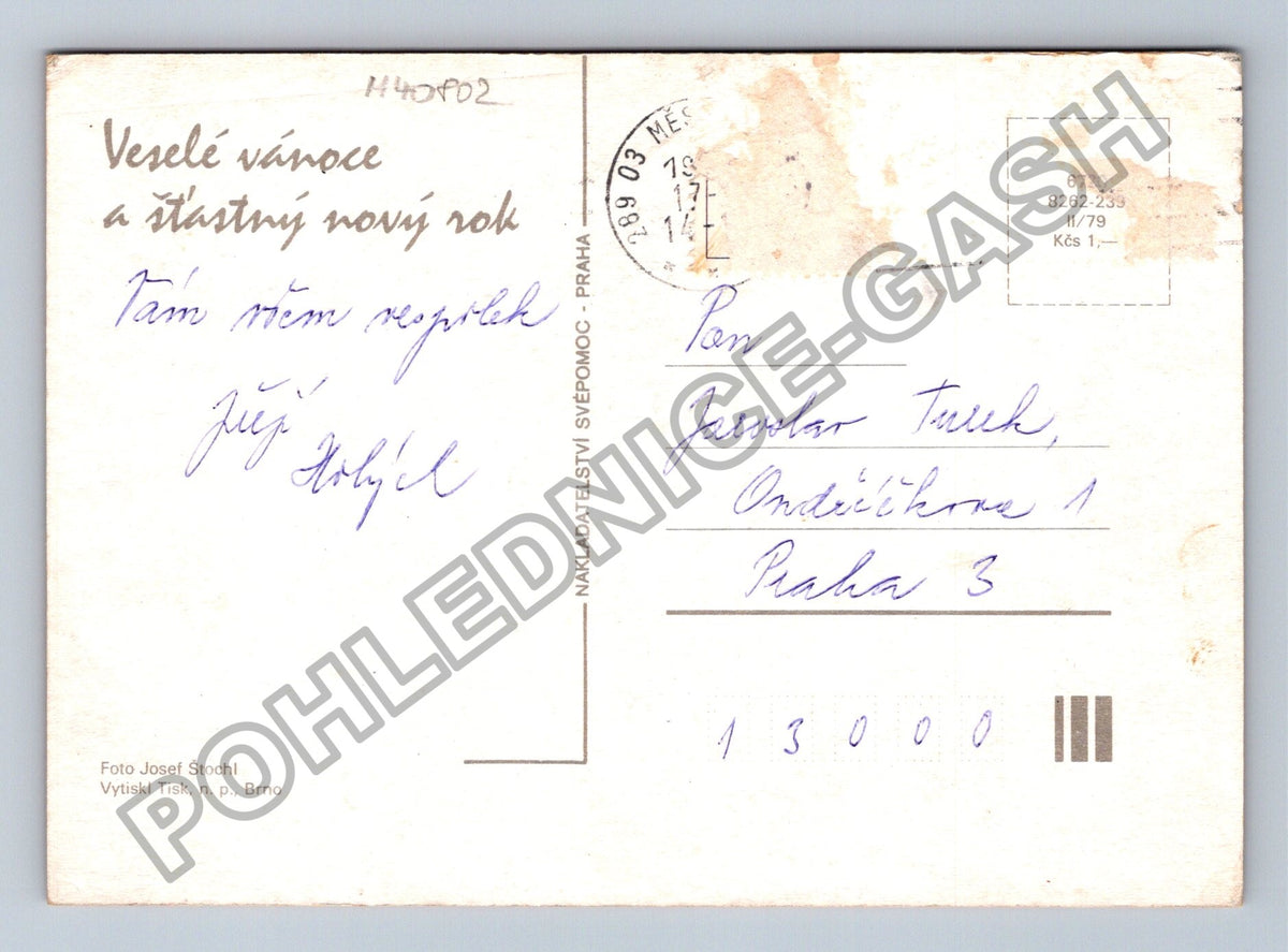 Pohlednice Vánoční svíčka a ozdoba (M40802)