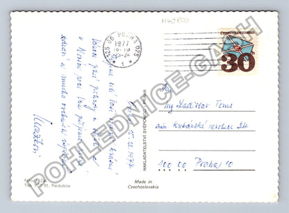 Pohlednice Vánoční motiv jmelí a jehličí 1977 (M40806)