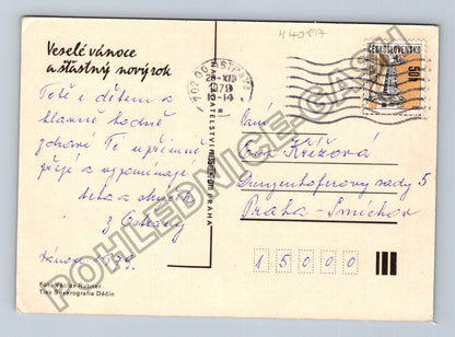 Pohlednice Vánoční zátiší jablko jehličí šípky 1975 (M40817)