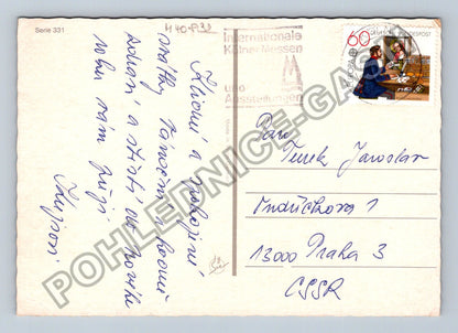 Pohlednice Německo Vánoce Santa Claus saně koně (M40832)