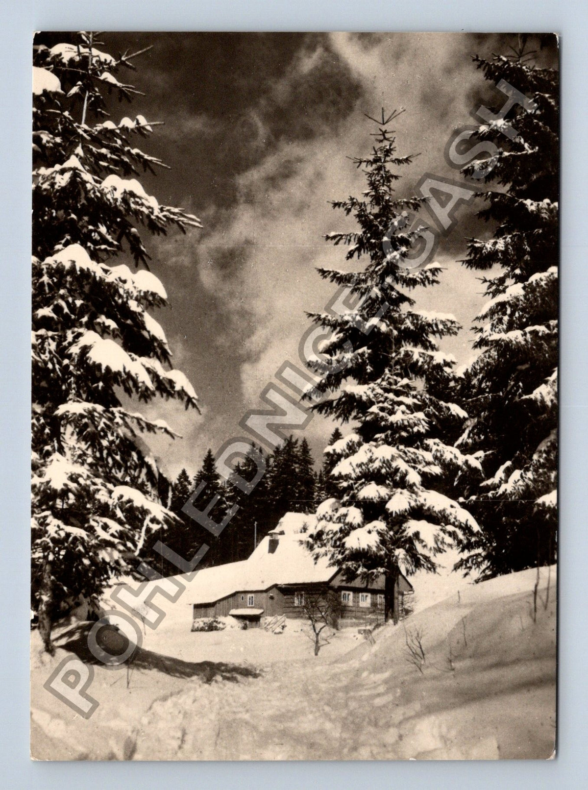 Pohlednice Zimní krajina chalupa sníh 1968 (M40837)