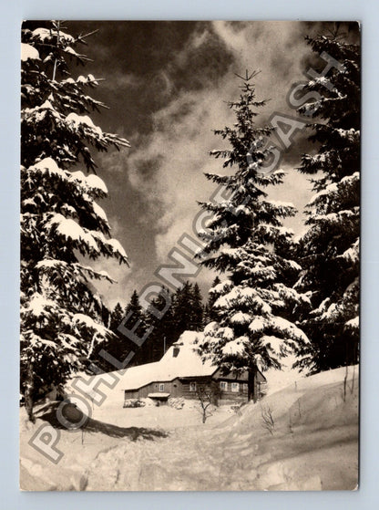 Pohlednice Zimní krajina chalupa sníh 1968 (M40837)